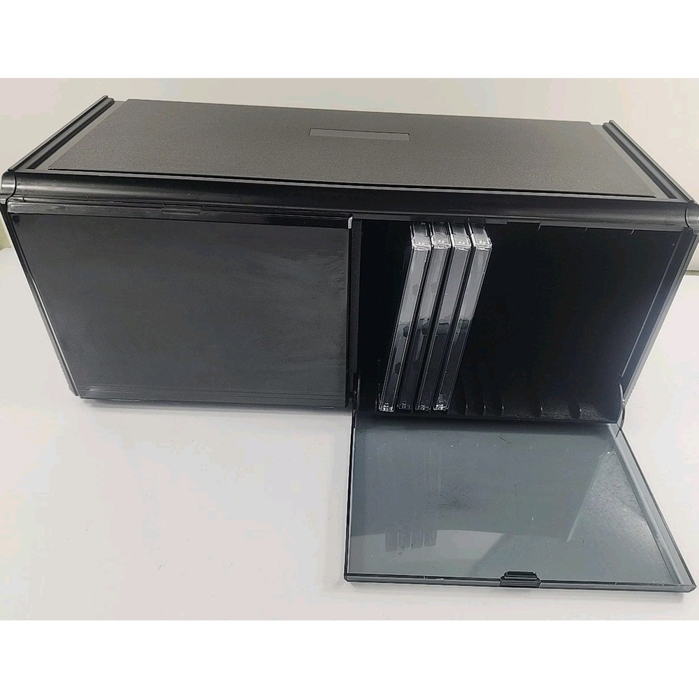 Vintage CD Bank Black Plastic Double Storage Case Holder Stackable 2014814